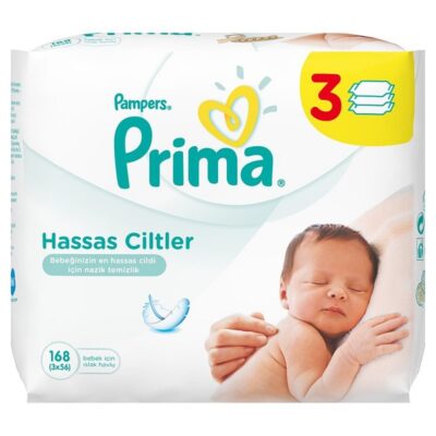 دستمال مرطوب نوزاد ضد حساسیت پریما پمپرز بسته 3 عددی pampers prima sensitiv