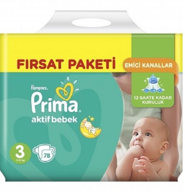 پوشک پریما پمپرز ترک اونتاژ سایز3 (78تایی) همراه هدیه Prima Pampers
