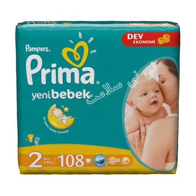 پوشک بچه پریما پمپرز سایز 2 (108 عددی) pampers prima