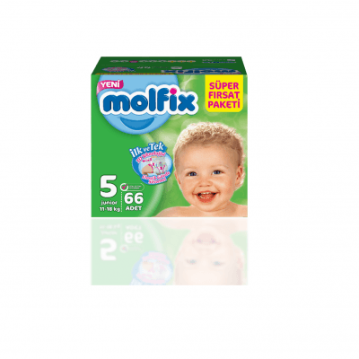 پوشک مولفیکس سایز 5 اونتاژ 66 تایی molfix