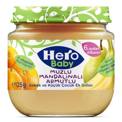 پوره میوه پرتقال،موز و گلابی هرو بیبی hero baby