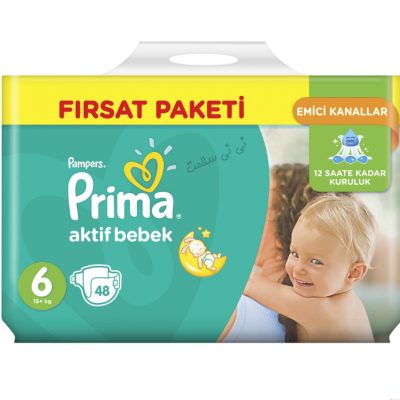 پوشک پمپرز ترک سایز 6 اونتاژ (48تایی) pampers prima