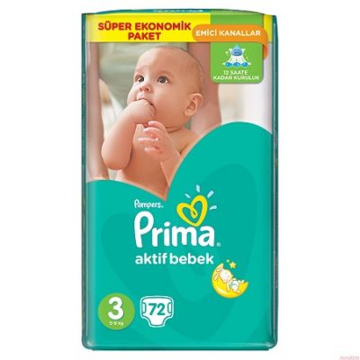 پوشک پریما پمپرز ترک سایز 3 اونتاژ (72 عددی) pampers prima