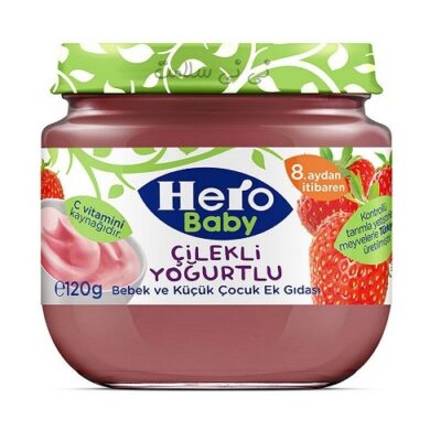 پوره میوه توت فرنگی و ماست هرو بیبی hero baby