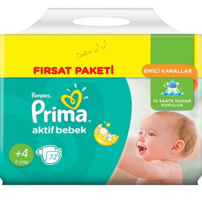 پوشک پمپرز ترک سایز 4+ اونتاژ (72تایی) pampers prima