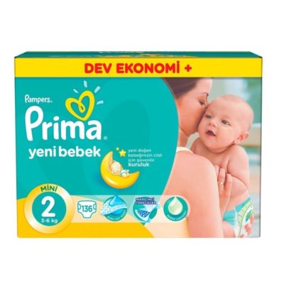 پوشک پمپرز ترک سایز ۲ اونتاژ (۱۳۶تایی) pampers prima