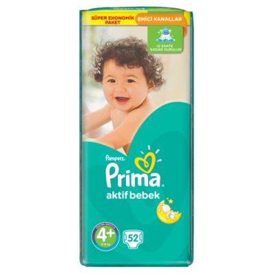 پوشک پریما پمپرز ترک سایز +4اونتاژ (52 عددی) pampers prima