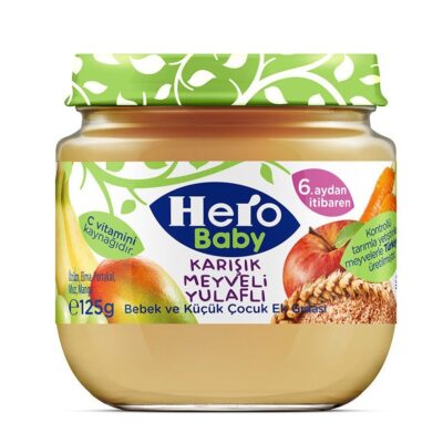 پوره میوه موز،انبه،انگور سیب و هویج هیروبی بی hero baby