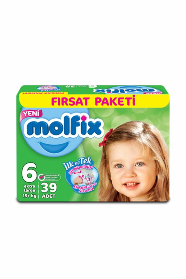 پوشک مولفیکس سایز 6 اونتاژ39 تایی molfix