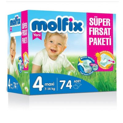 پوشک مولفیکس سایز 4 اونتاژ 74 تایی molfix