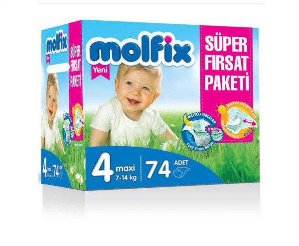 پوشک مولفیکس سایز 4 اونتاژ 74 تایی molfix