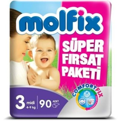 پوشک مولفیکس سایز ۳ اونتاژ ۹۰ تایی molfix