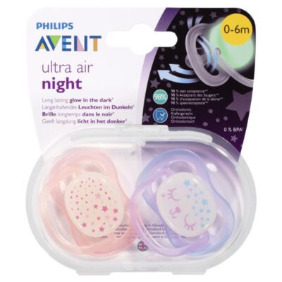 پستانک شبرنگ سیلیکونی اونت ۰-۶ ماه مدل (ultra air) PHILIPS Avent
