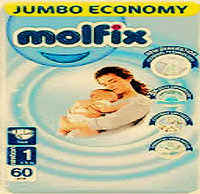 پوشک چسبی مولفیکس ترکیه سایز ۱ بسته 60 عددی Molfix